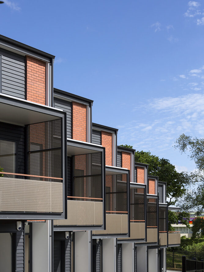 Northern Glen Innes Redevelopment – Parkside completed balconies Northern Glen Innes Redevelopment - Parkside completed balconies